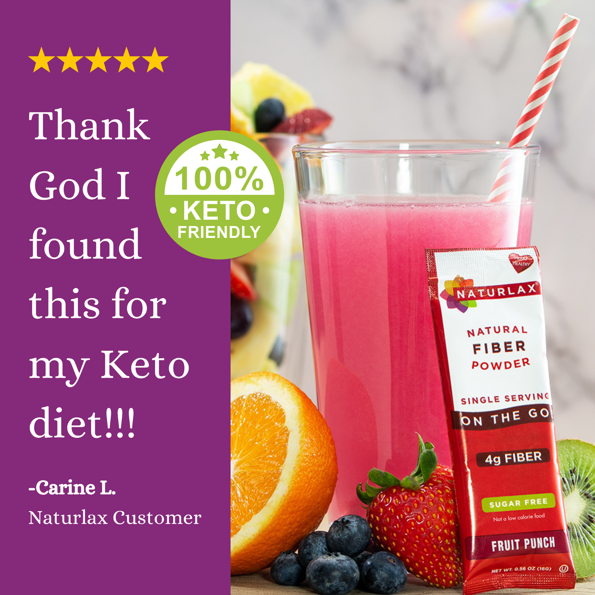 Berry Flavored Psyllium Husk Fiber Powder with Organic Sugar Cane