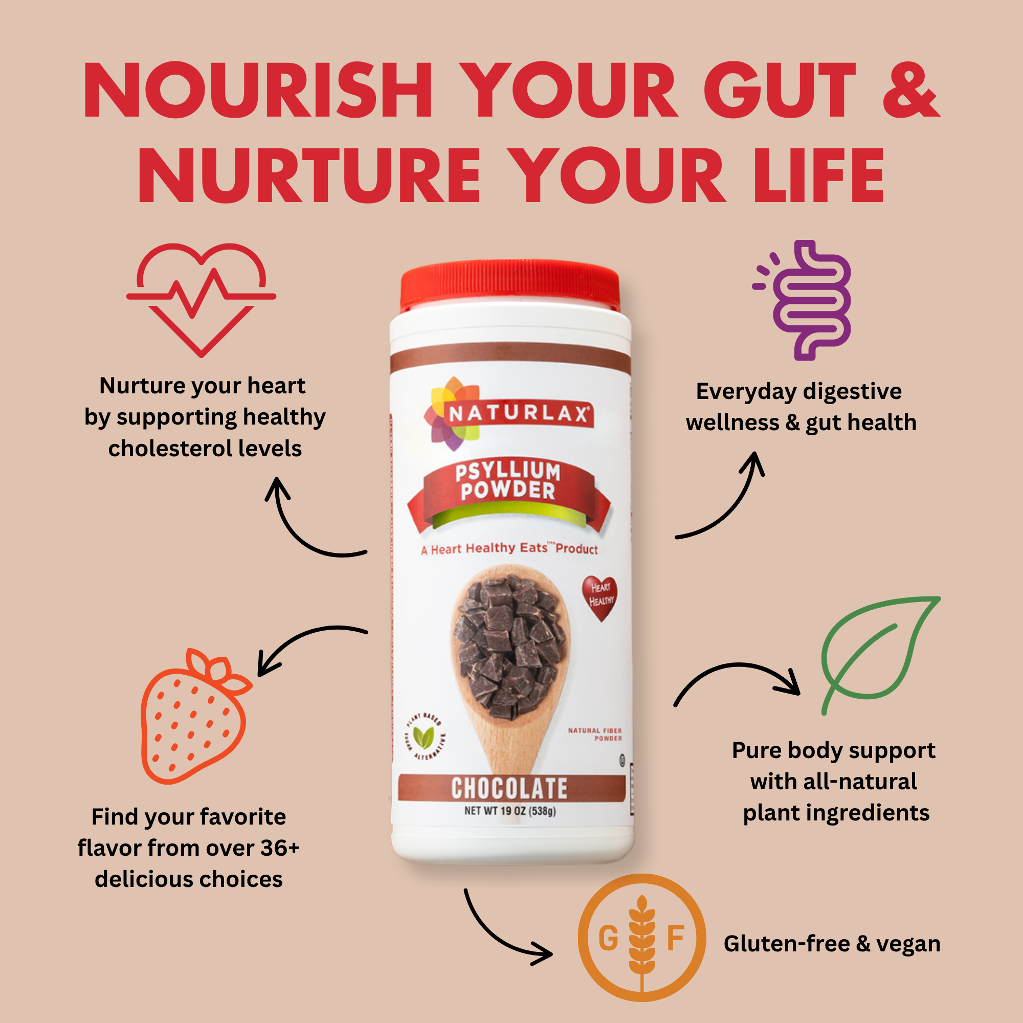 Chocolate Flavored Psyllium Husk Fiber Powder, Sugar-Free