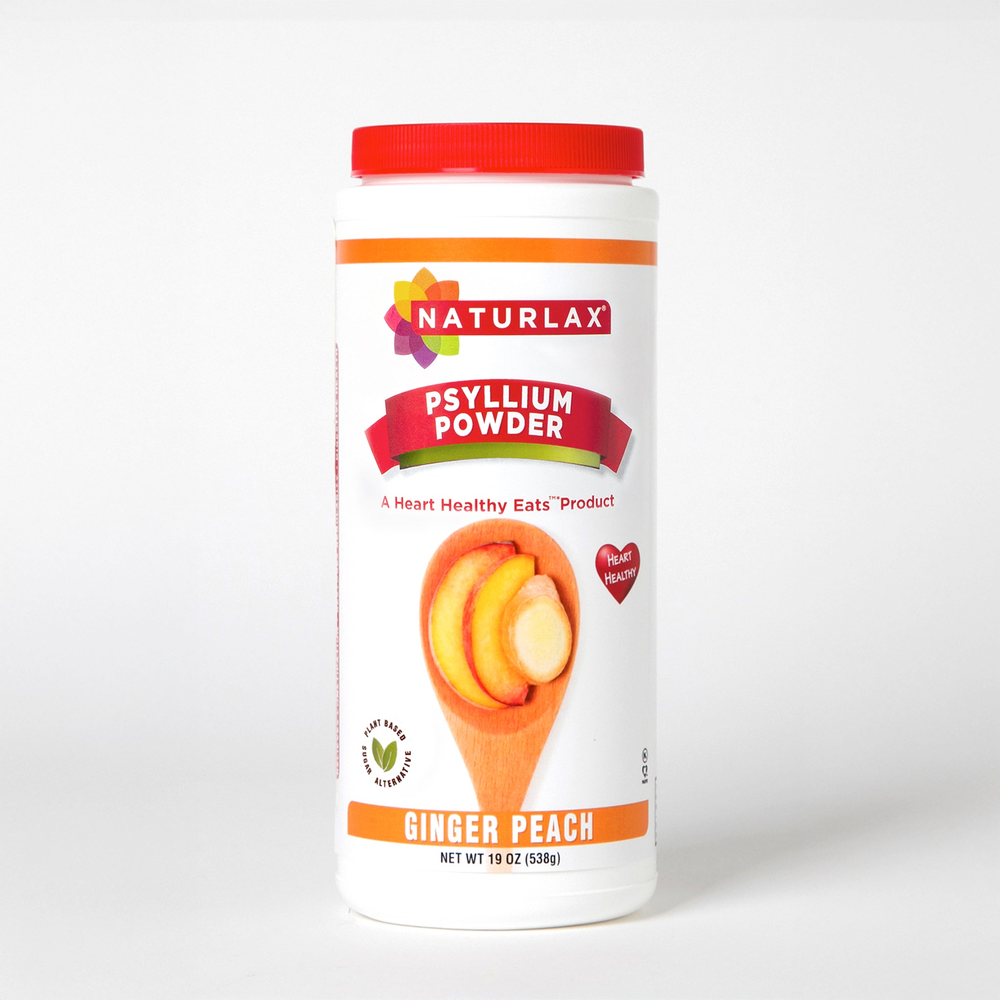 Ginger Peach Flavored Psyllium Husk Fiber Powder, Sugar-Free
