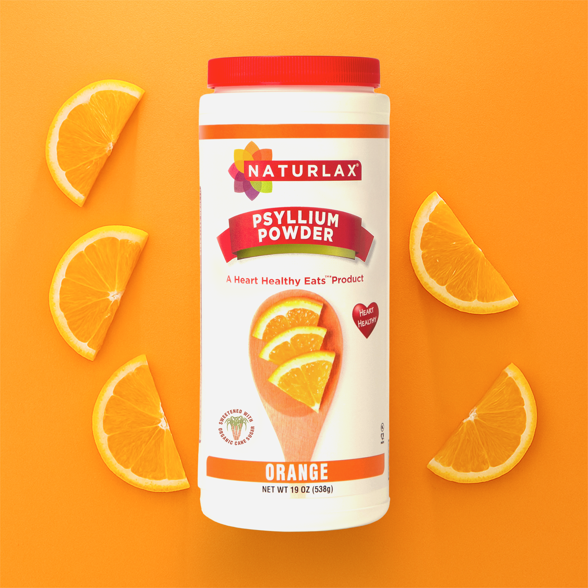 Orange Flavored Psyllium Husk Fiber Powder with Organic Sugar Cane