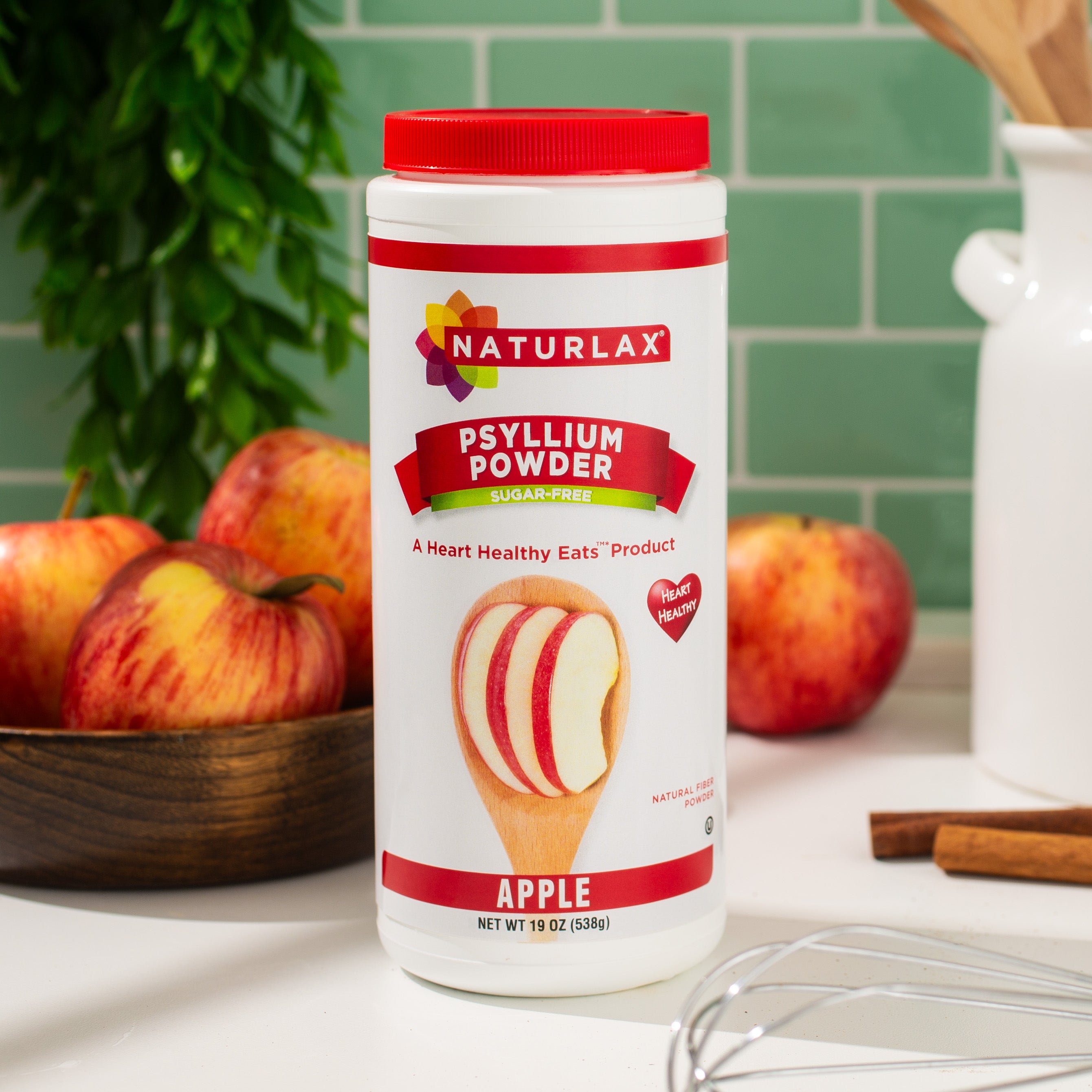 Apple Flavored Psyllium Husk Fiber Powder, Sugar-Free