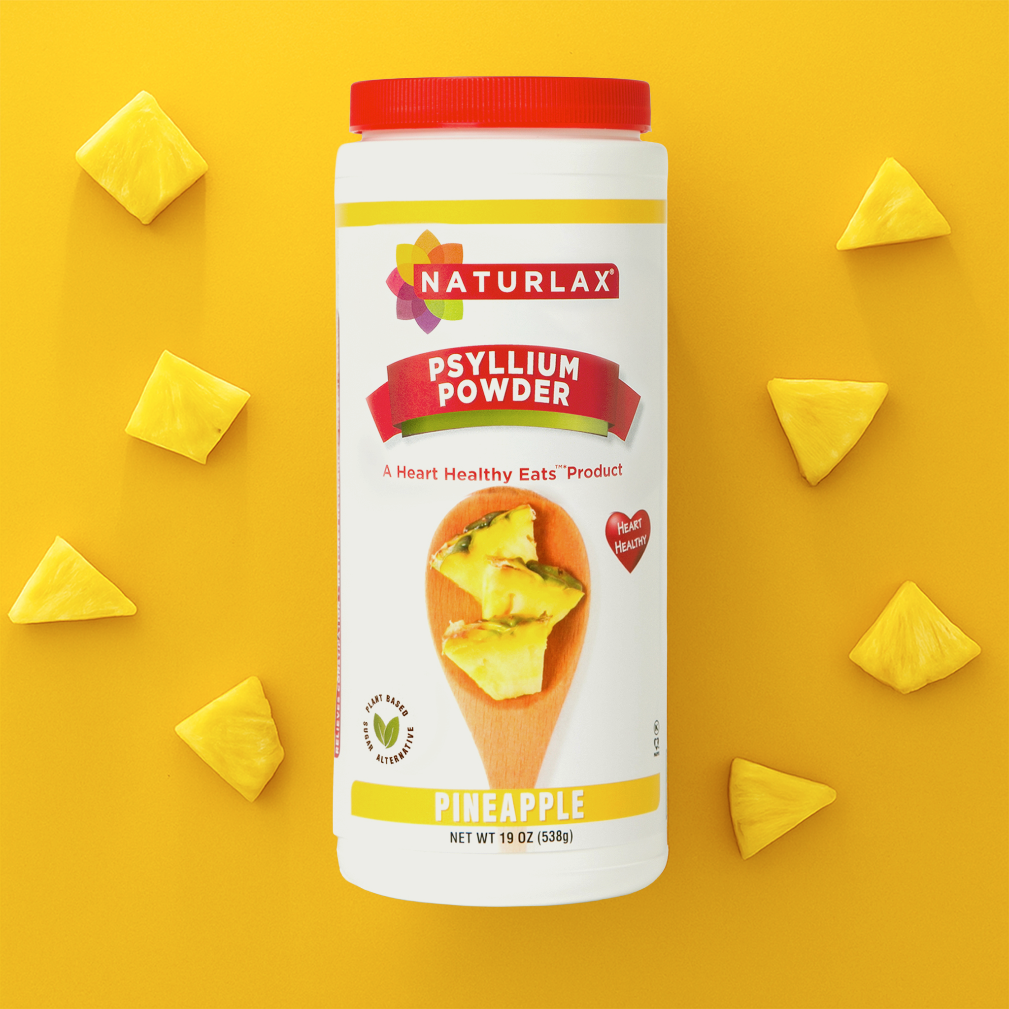 Pineapple Flavored Psyllium Husk Fiber Powder, Sugar-Free