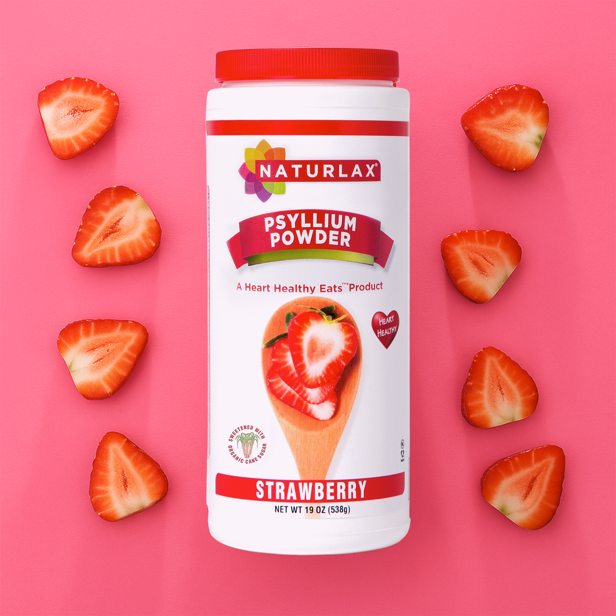 Strawberry Flavored Psyllium Husk Fiber Powder with Organic Sugar Cane
