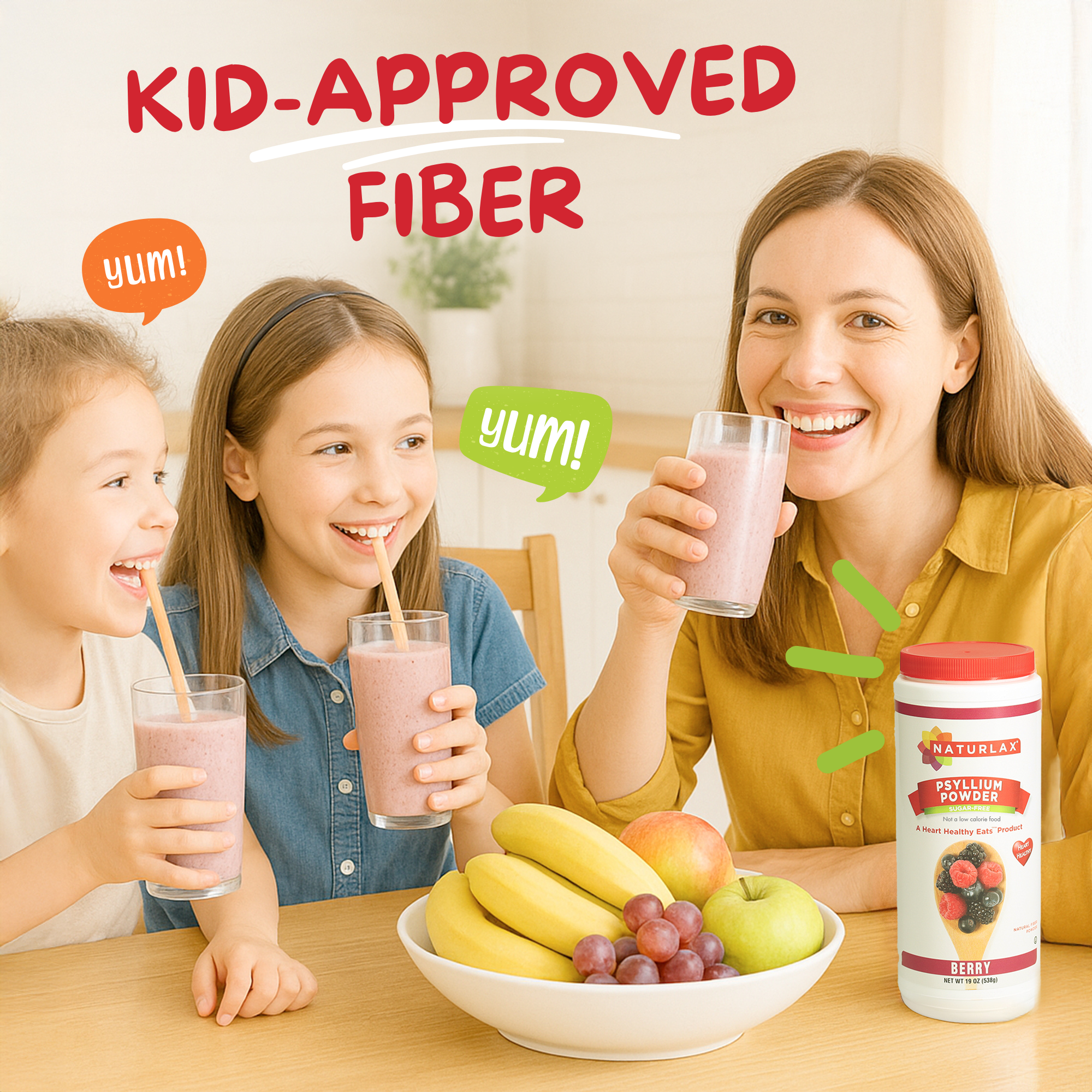 Plum Flavored Psyllium Husk Fiber Powder, Sugar-Free