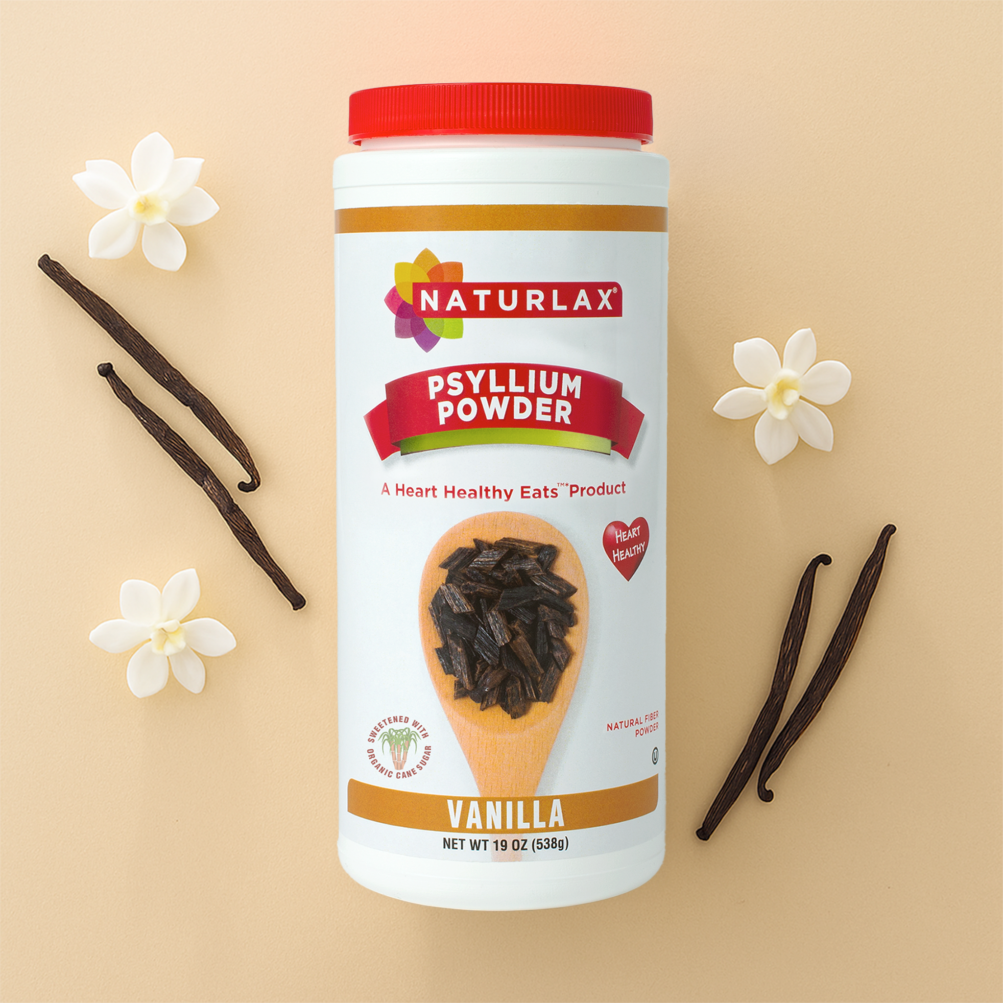 Vanilla Flavored Psyllium Husk Fiber Powder with Organic Sugar Cane