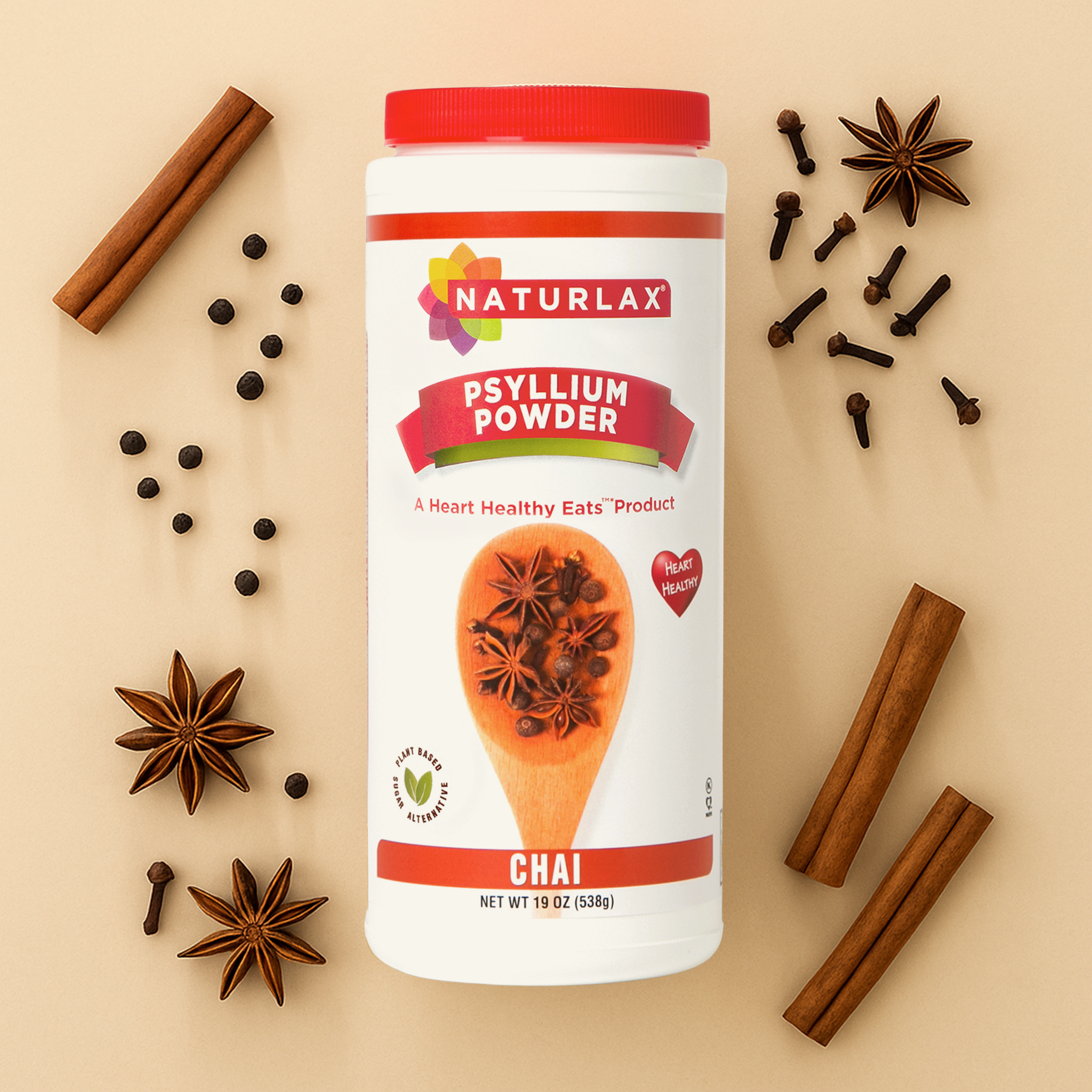 Chai Flavored Psyllium Husk Fiber Powder, Sugar-Free